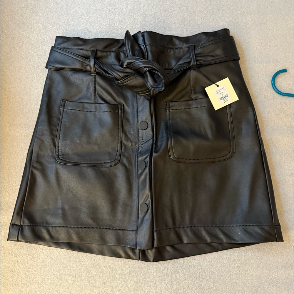 Francesca's Collections Black Faux Leather Skirt